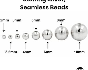 Cuentas redondas sin costura de plata esterlina: 2 mm, 2,5 mm, 4 mm, 5 mm, 6 mm, 7 mm, 8 mm, 9 mm y 10 mm. Precios al por mayor (SS-2000).