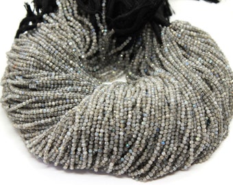 Labradorite 2.5 mm Roundel Faceted Beads, Micro Faceted Rondelles, (LAB-2.5)