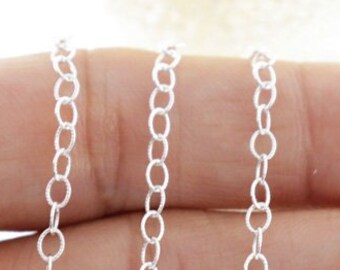 Cadena ovalada texturizada de plata esterlina, 3 x 2 mm, precio al por mayor, (SS-015A)