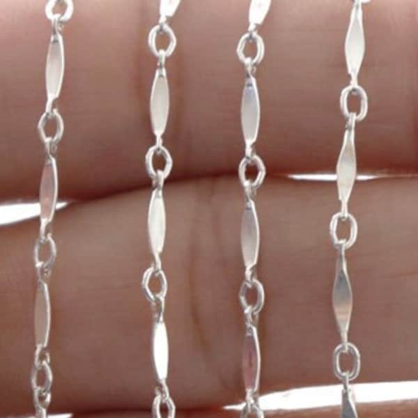 Sterling Silver Flattened Bar Chain, 9x1.5 mm, Bar Chain, (064-SS)