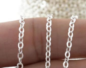 Sterling Silver Flat Oval Cable Chain, 3x2 mm, Heavy weight, Wholesale Pricing, (SS-013)