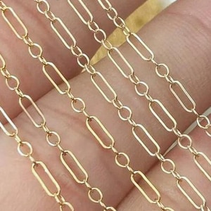14K gold filled lange en korte kabelketting, 6,5 x 2,5 mm, bij de voet, bulkbesparingen beschikbaar!!!, (GF-014)