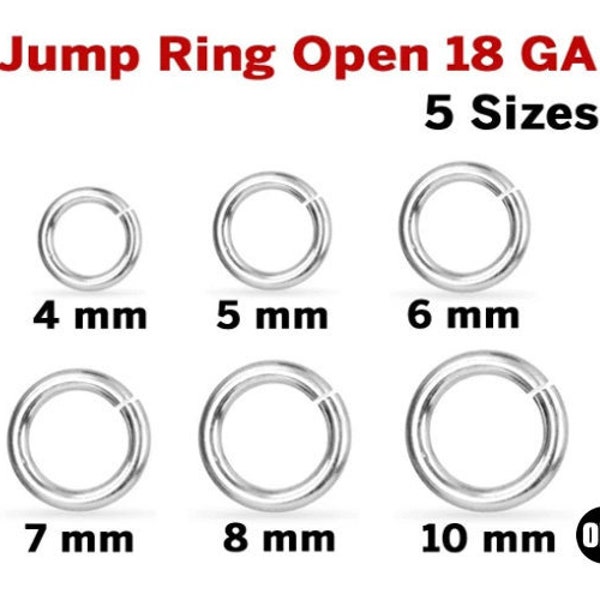 Sterling Silver Jump Ring Open 18 GA, 6 Sizes, Wholesale Bulk Pricing, (SS-JR18)