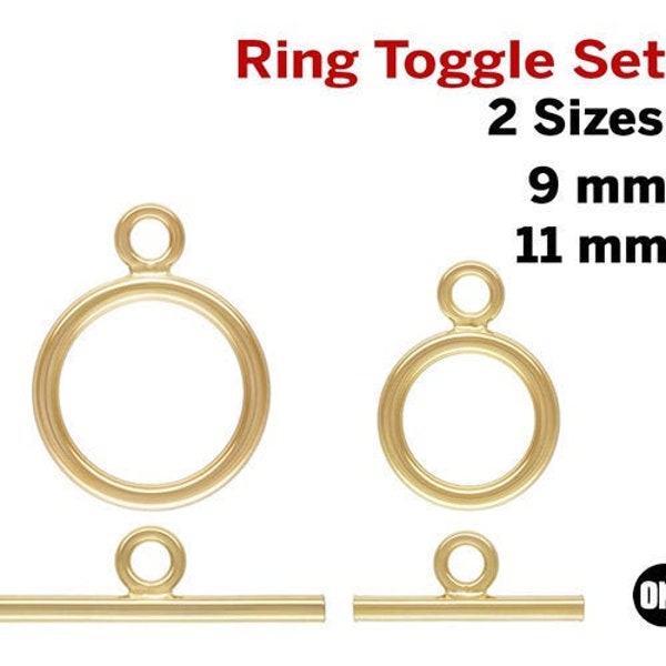 1 Set, 14k Gold Filled Toggle and ring Set, Clasp set, 2 Sizes, (GF-758)