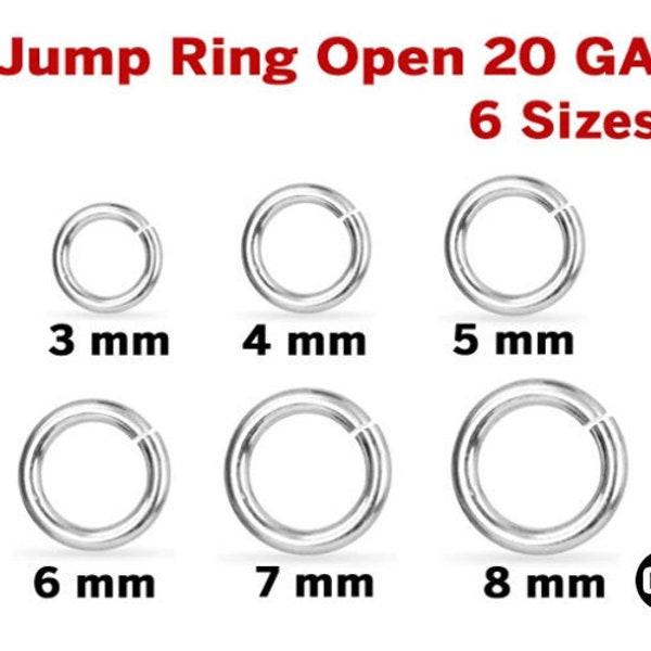 Sterling Silver Jump Ring Open 20 GA, 6 Sizes, Wholesale Bulk Pricing, (SS-JR20)