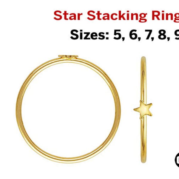 14k Gold Filled Star Stacking Ring, 5 Sizes, 3.5 mm, (GF-803)