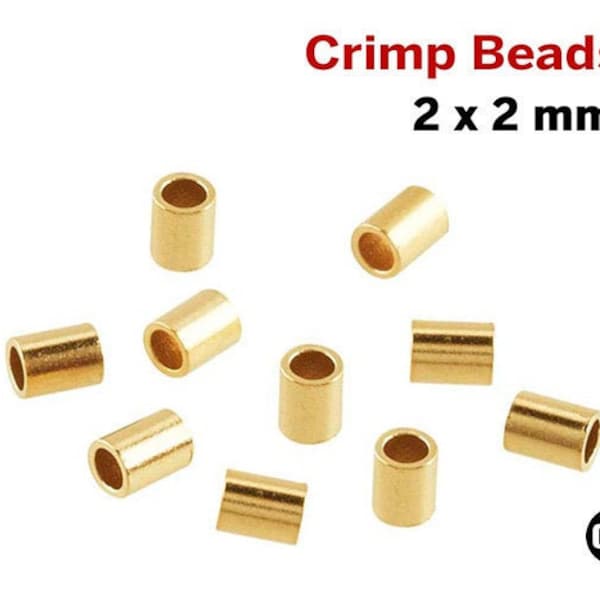 2x2 mm 14K Gold Filled Crimp Beads, (GF-381)