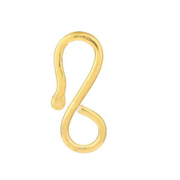 Sterling Silver Gold Vermeil S Hook Clasp, Multiple Options, (SS-1064)