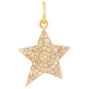 14k Solid Gold & Diamond Star Charm, Yellow Gold, Full Pave Diamonds, (14K-DCH-805)