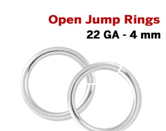 Sterling Silver 22 Gauge, 4 mm Open Jump Rings, 100 Pcs(SS-JR20-4)