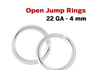 25 Pcs, 925 Sterling Silver 4 mm Open Jump Rings 22 Gauge, (SS-JR22-4)