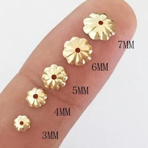 14k Gold Filled Flower Bead Cap 1.0mm Hole, 4 Sizes ( GF-835 )