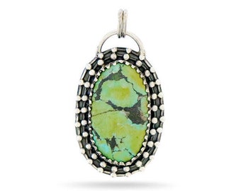 Pendentif ovale de granulation de style antique en argent sterling Kingman (SP-5562)