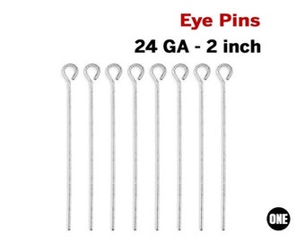 2 Inch 24GA Sterling Silver Eye Pins,  Wholesale Bulk Pricing, (SS-E24)