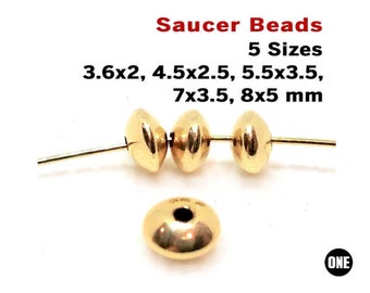 Gold Filled Saucer Beads, 5 Sizes, Wholesale Bulk Pricing, (GF-620)