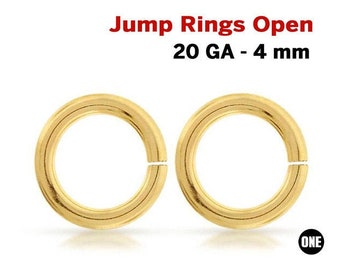 100 Pcs, 14K Gold Filled 4mm Open Jump Rings 20 Gauge, (GF-JR20-4)