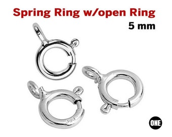 Sterling Silver Spring Ring Clasp, Open Ring Attached, 5 mm, (SS-840-5)