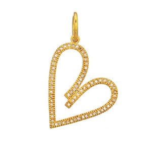 Pave Diamond Love Heart Pendant, (DPM-1359)