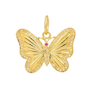 Pave Diamant & Rubin Schmetterling Anhänger, (DPM-1368)