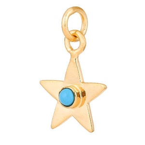 Sterling Silver Vermeil Star Pendant with Turquoise in 14K Gold Micron, (SP-5919)