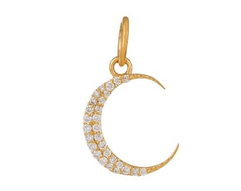 Colgante de luna creciente con diamantes pavé en oro macizo de 14 quilates (14K-DP-088)