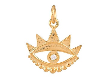 Pendentif mauvais œil en argent sterling vermeil en or vermeil micronique 14 carats (SP-5947)