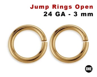 50 Pcs, 14K Gold Filled 3mm Open Jump Rings 24 Gauge, (GF-JR24-3)