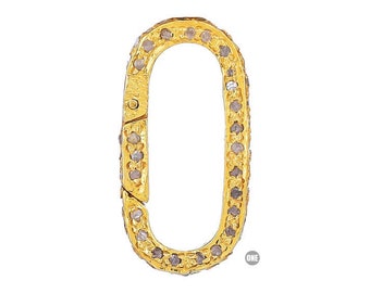 Sterlingsilver, ovalt snäpplås med pave-diamant, lås med flera ytor/lås för halsband, (DC-132)