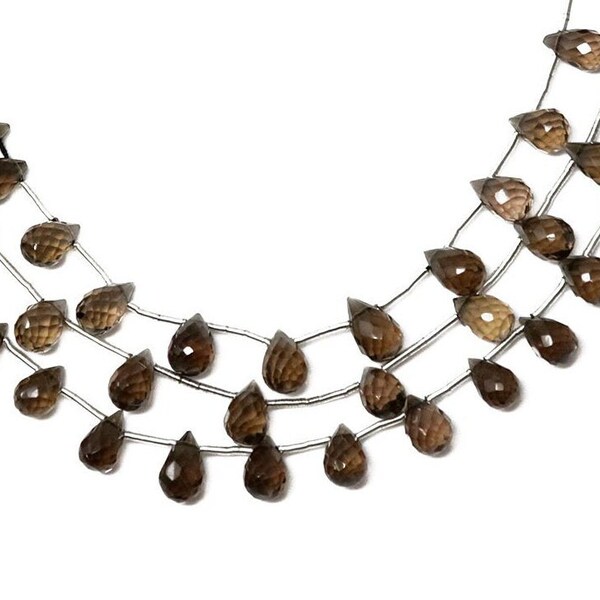 Natural Smokey Topaz Faceted Tear Drops, 5x8 mm, Topaz Gemstone Beads, Rich Color, (STZ-TR-5x8)(474)