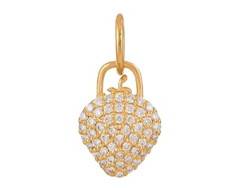 14k Solid Gold & Diamond Strawberry Charm, (14K-DCH-879)