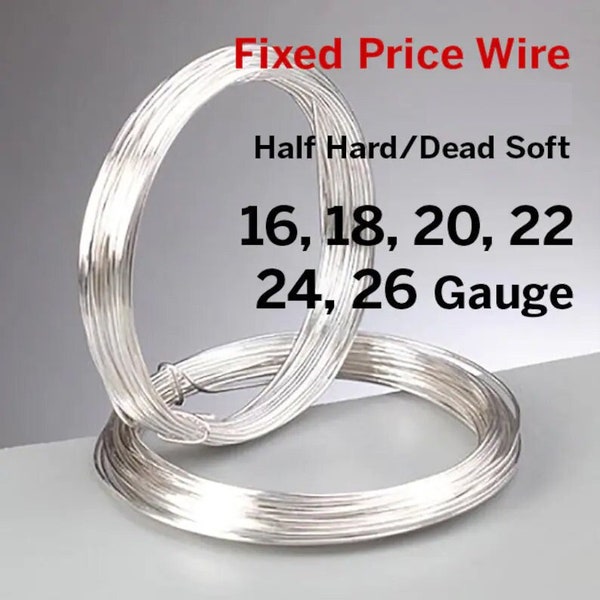 Sterling Silber halb hart oder tot weich Runddraht - 16, 18, 20, 22, 24, 26 Gauge., Großhandelspreis, Made in USA