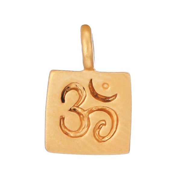 Sterling Silver Ohm Square Tag Charm, Multiple Finishes, (31-CH2)