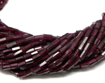 Abalorios de tubo facetado granate 3x5 mm, color intenso, abalorios de piedras preciosas granate, (GAR-PP-3x5)(276)