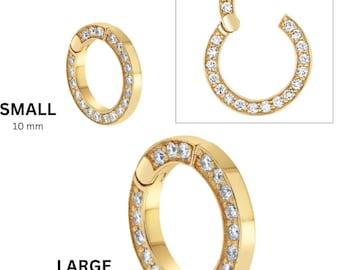 14k Solid Gold, Double Sided Diamond Clicker Connector, 2 Sizes  (14K-DL-006)