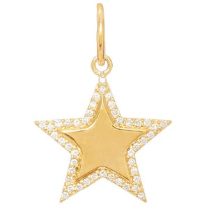 14k Solid Gold & Diamond Star Pendant,  (14K-DP-170)