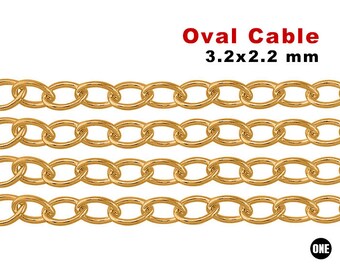 007-GF 1.3x1 mm 14K Gold Filled Flat Fine Oval Cable Chain