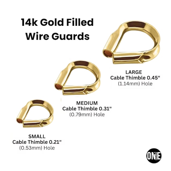14K Gold Filled Cable Thimble Wire Guard, Cable Thimble Available in 3 Sizes, (GF-755)