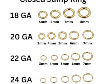 14K Gold Filled CLOSED Jump Rings, Close Rings Available in 24 Gauge, 22 Gauge, 20 Gauge and 18 Gauge,  Wholesale Bulk Pricing, (GF-JRC)