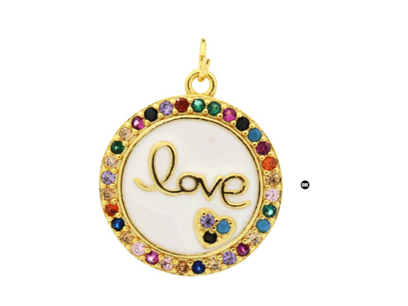 Earring and Bracelet CCH-147 Micro Pave CZ Enamel Love Charm Rainbow CZ Charm for Necklace