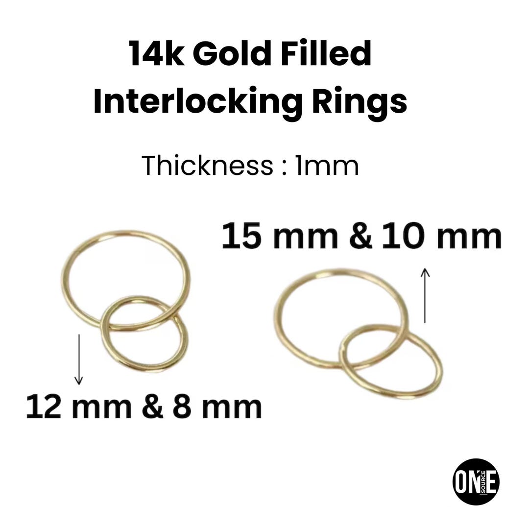 10 Interlocking Rings 14K Gold Filled Interlocking Rings, Connector Links Available in 2 ...