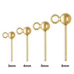14k Gold Filled Ball Earring Post With Open Ring, Ball Post Earring Available in 4 Sizes - 3mm, 4mm, 5mm, 6mm, (GF-331)