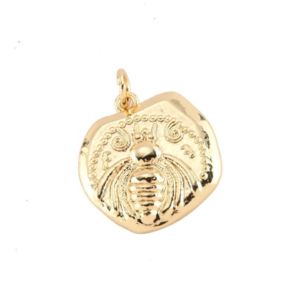 Bee Coin Charm, Ancient Greek Ephesus Bee Coin Charm for Necklace - Earring and Bracelet.(CCH-020)