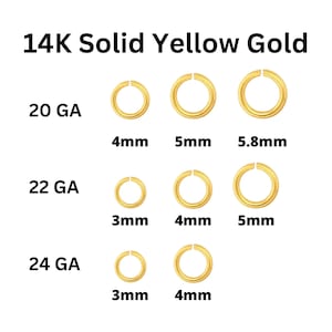 Anel de salto aberto em ouro amarelo sólido 14k, calibre 24, calibre 22, calibre 20, anel de salto aberto com clique e trava, (14k-JRO)