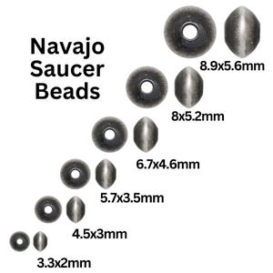 Navajo Pearls Sterling Silver Saucer Seamless Beads, Oxidized Spacer Beads Available in 5 Sizes - 3.3mm, 4.5mm, 5.7mm, 6.7mm, 8mm, (NP-620)