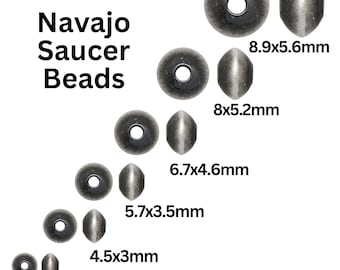 Navajo Pearls Sterling Silver Saucer Seamless Beads, Oxidized Spacer Beads Available in 5 Sizes - 3.3mm, 4.5mm, 5.7mm, 6.7mm, 8mm, (NP-620)