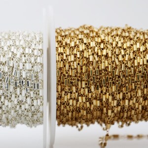 14k Gold Filled Tube Chain, Sterling Silver Tube Chain, Bar Cable, 1.6mm x 2.1mm Cable, 1.7mm x 3mm Tube, Sold by the Foot