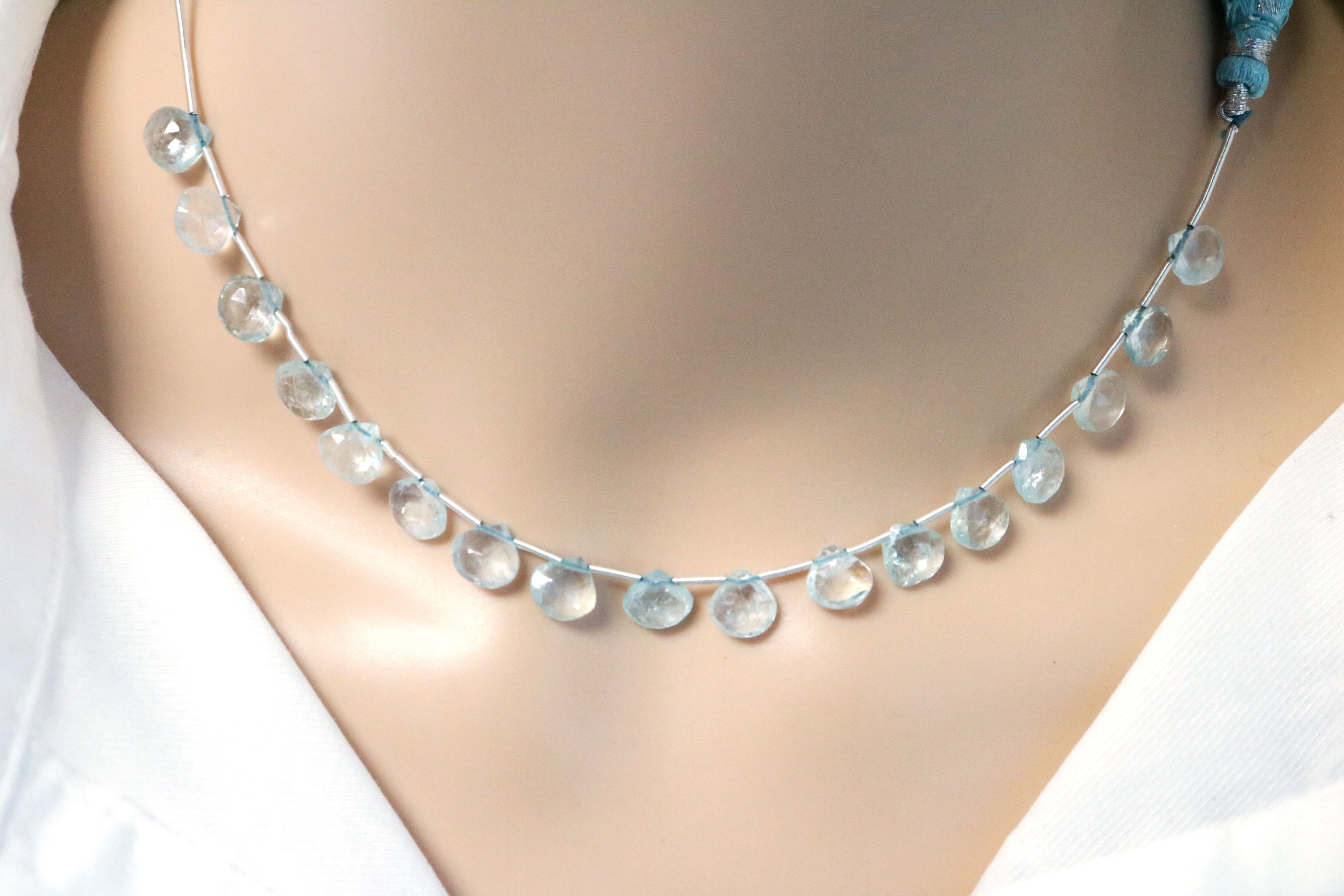 アクアマリン ファセット ハート ドロップ、8 mm、アクアマリン