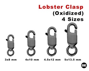 Sterling Silver Oxidized  Lobster Clasp, 4 Sizes, (OX-852)