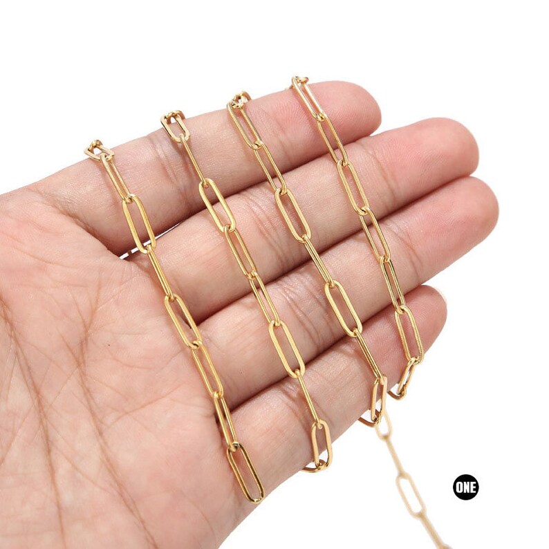 Chunky Flat Paperclip Chain Heavy Gold Plated Antitarnished Etsy