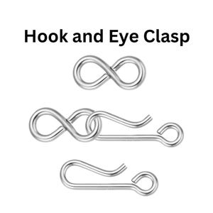 Haken und Ösenverschluss aus Sterlingsilber, 18 GA, Hakenverschluss - 14.25 mm und Ösenverschluss - 4.25x9.0 mm (SS-852)